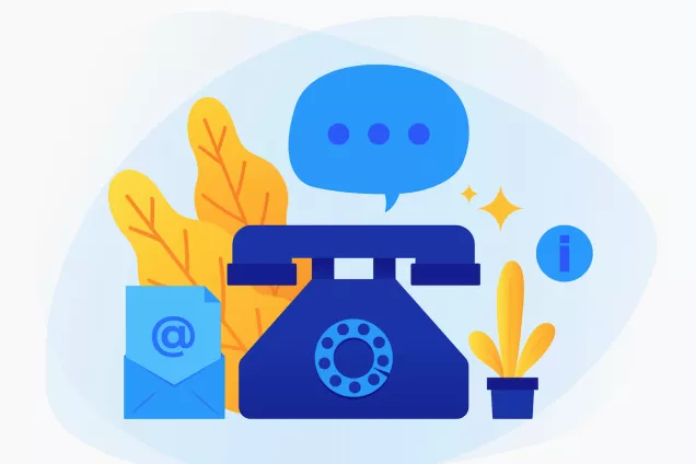 blue phone surrounded by flowers. illustration