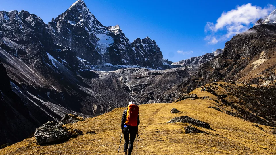 A person walking in the Himalayas. Photo: Pixabay.