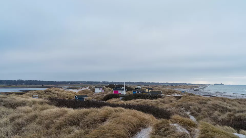 Houses on a beach in Falsterbo, Malmö. Photo by Julian Hochgesang on Unsplash.