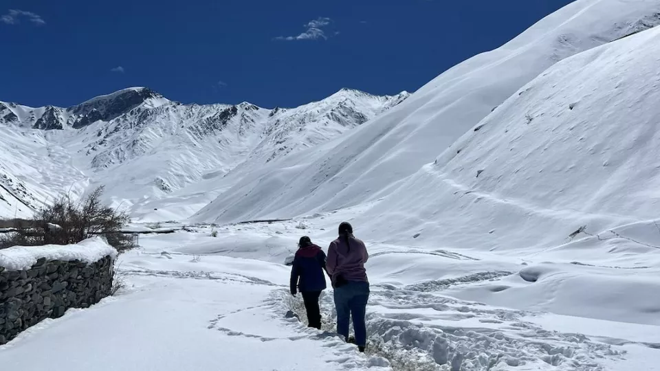 People on a glacier. Photo.