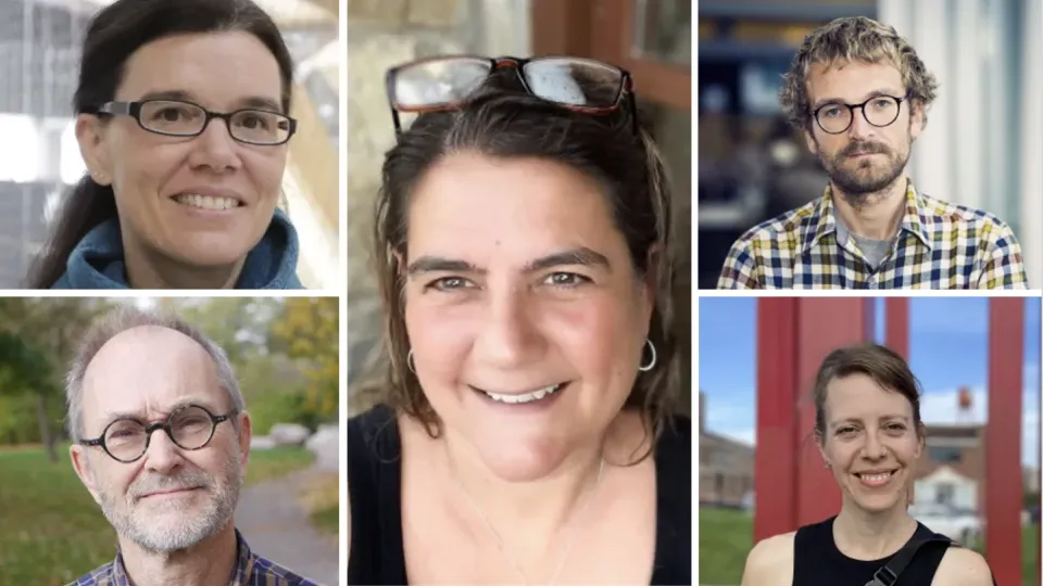 Five people: Chistine Wamsler, Lennart Olsson, Emily Boyd, Wim Carton and Melissa  García-Lamarca. Photos. 