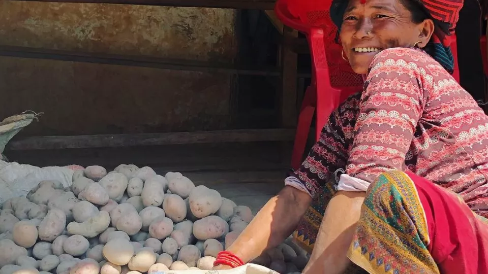 Potato farmer, Okhaldhunga, Eastern Nepal.