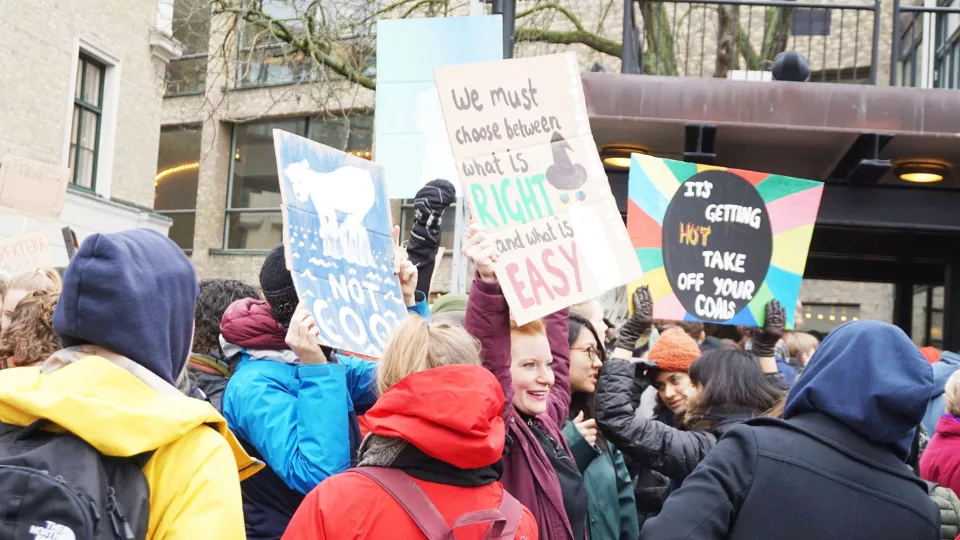 students at climate strike in Lund