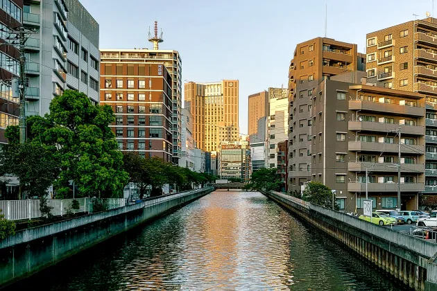 A canal running through a city.