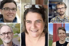 Five people: Chistine Wamsler, Lennart Olsson, Emily Boyd, Wim Carton and Melissa  García-Lamarca. Photos. 