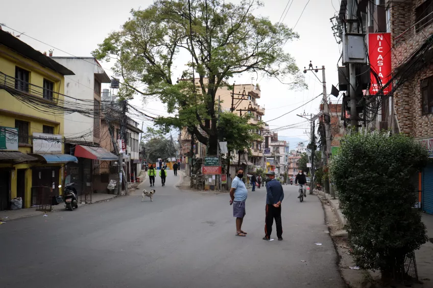 Street scene in Kathmandu on the first day of lock-down of the city. Photo: Hanna Geschewski.